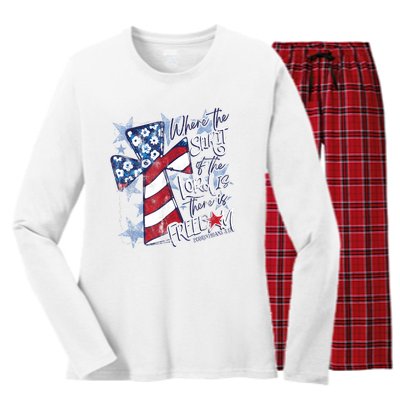 Where The Spirit Of The Lord Is There Is Freedom Women's Long Sleeve Flannel Pajama Set 