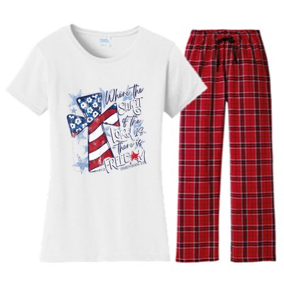 Where The Spirit Of The Lord Is There Is Freedom Women's Flannel Pajama Set