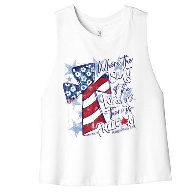 Where The Spirit Of The Lord Is There Is Freedom Women's Racerback Cropped Tank