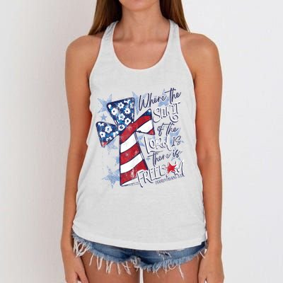 Where The Spirit Of The Lord Is There Is Freedom Women's Knotted Racerback Tank