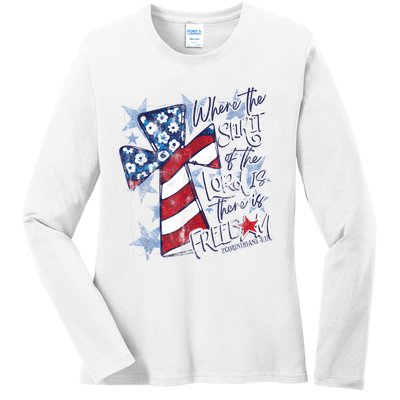 Where The Spirit Of The Lord Is There Is Freedom Ladies Long Sleeve Shirt