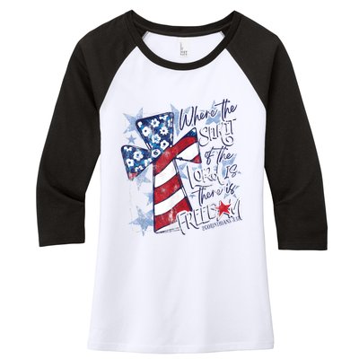 Where The Spirit Of The Lord Is There Is Freedom Women's Tri-Blend 3/4-Sleeve Raglan Shirt