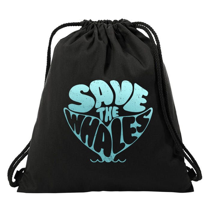 Whale Tail Save The Whales Drawstring Bag
