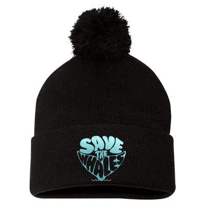 Whale Tail Save The Whales Pom Pom 12in Knit Beanie