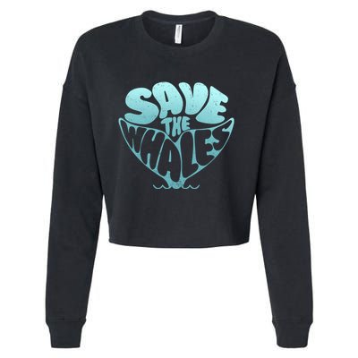 Whale Tail Save The Whales Cropped Pullover Crew