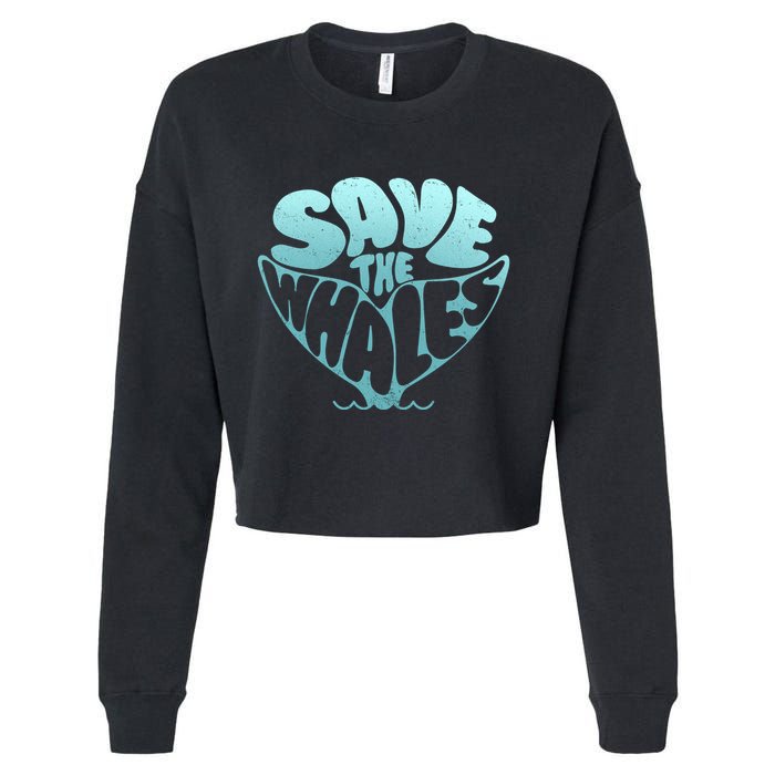 Whale Tail Save The Whales Cropped Pullover Crew