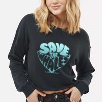 Whale Tail Save The Whales Cropped Pullover Crew