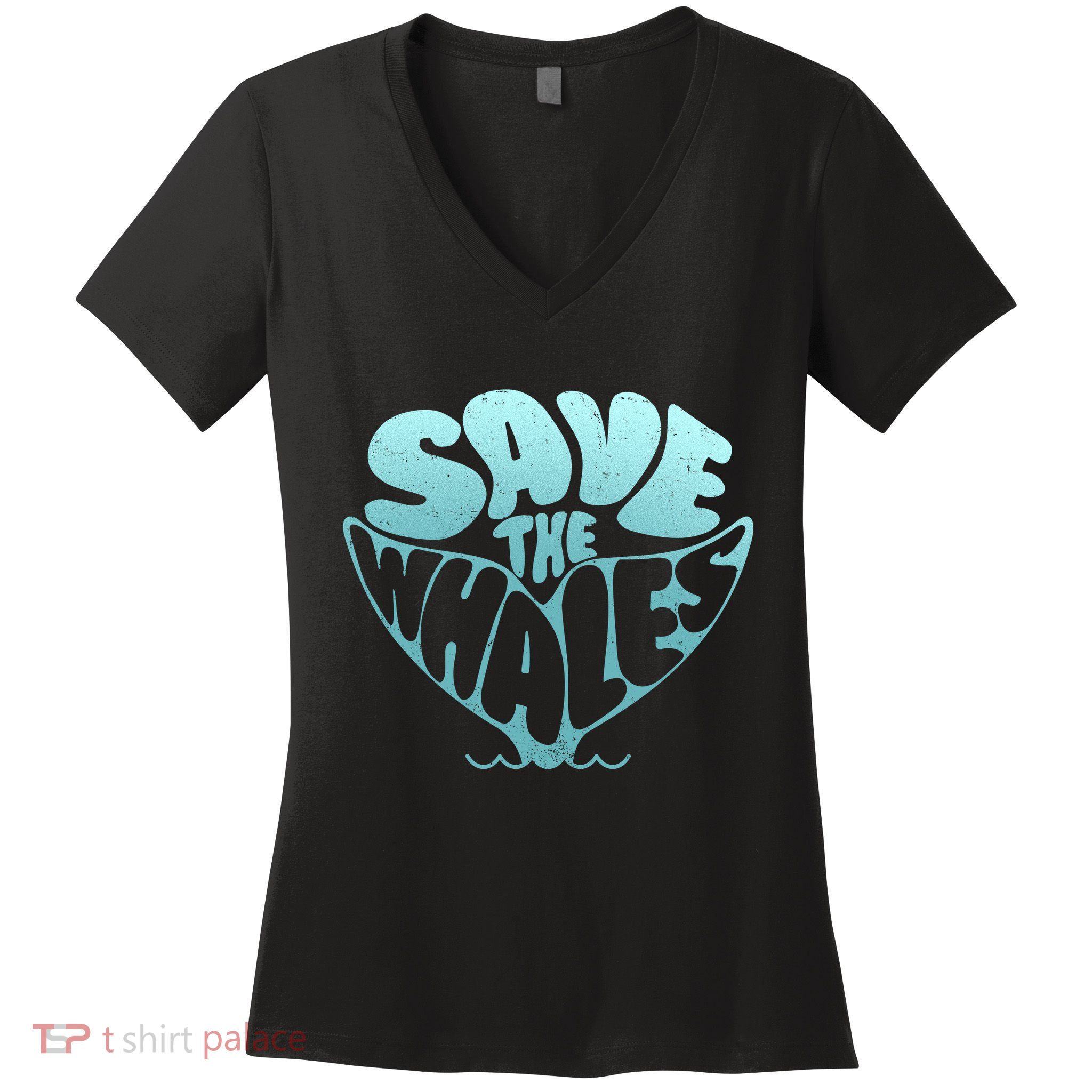 Whale Tail Save The Whales Women's V-Neck T-Shirt
