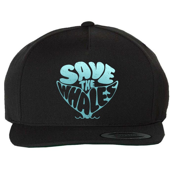 Whale Tail Save The Whales Wool Snapback Cap