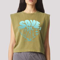Whale Tail Save The Whales Garment-Dyed Women's Muscle Tee