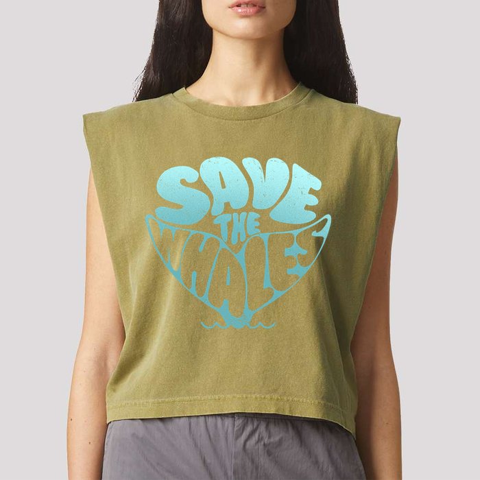 Whale Tail Save The Whales Garment-Dyed Women's Muscle Tee