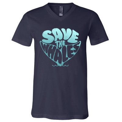 Whale Tail Save The Whales V-Neck T-Shirt