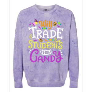 Will Trade Students For Candy Teacher Cute Halloween Costume Colorblast Crewneck Sweatshirt