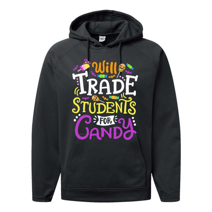 Will Trade Students For Candy Teacher Cute Halloween Costume Performance Fleece Hoodie