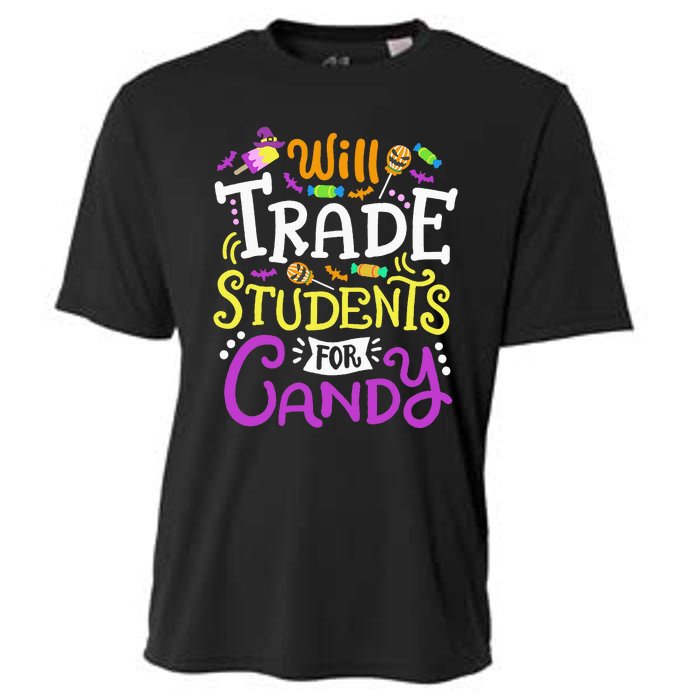 Will Trade Students For Candy Teacher Cute Halloween Costume Cooling Performance Crew T-Shirt