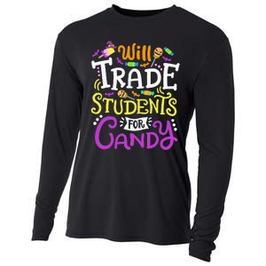 Will Trade Students For Candy Teacher Cute Halloween Costume Cooling Performance Long Sleeve Crew