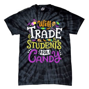 Will Trade Students For Candy Teacher Cute Halloween Costume Tie-Dye T-Shirt