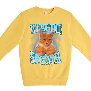 What The Sigma Meme Cat Erm What The Sigma Meme Cat Ironic Brainrot Premium Crewneck Sweatshirt