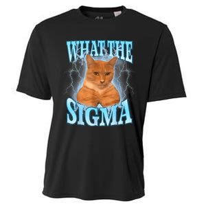 What The Sigma Meme Cat Erm What The Sigma Meme Cat Ironic Brainrot Cooling Performance Crew T-Shirt