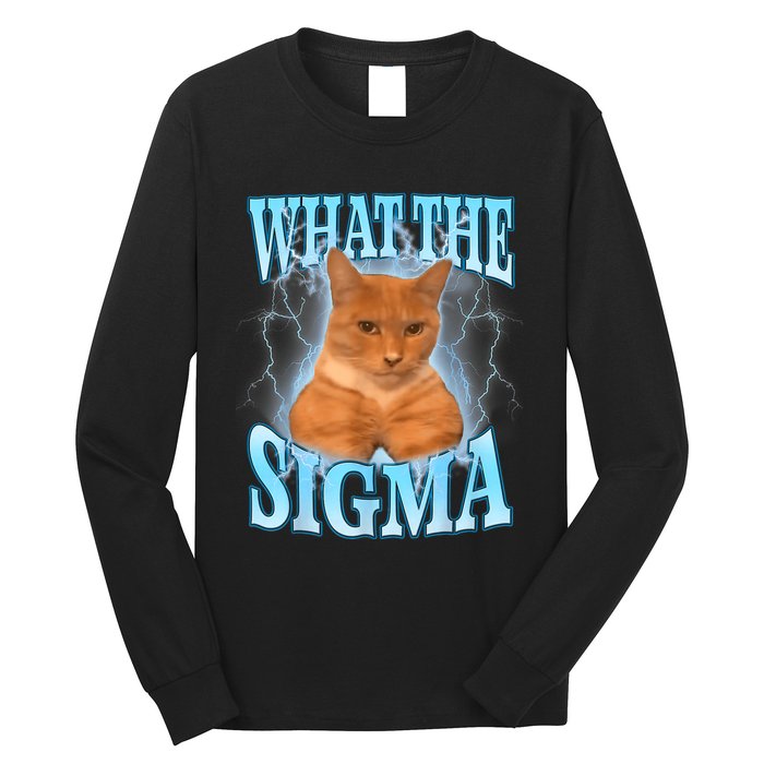 What The Sigma Meme Cat Erm What The Sigma Meme Cat Ironic Brainrot Long Sleeve Shirt