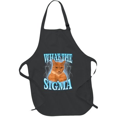 What The Sigma Meme Cat Erm What The Sigma Meme Cat Ironic Brainrot Full-Length Apron With Pockets