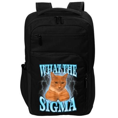 What The Sigma Meme Cat Erm What The Sigma Meme Cat Ironic Brainrot Impact Tech Backpack