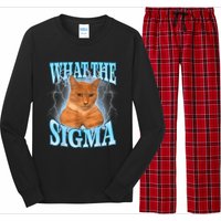 What The Sigma Meme Cat Erm What The Sigma Meme Cat Ironic Brainrot Long Sleeve Pajama Set