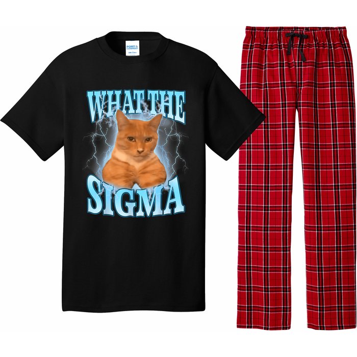 What The Sigma Meme Cat Erm What The Sigma Meme Cat Ironic Brainrot Pajama Set