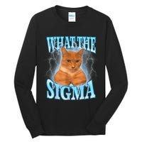 What The Sigma Meme Cat Erm What The Sigma Meme Cat Ironic Brainrot Tall Long Sleeve T-Shirt