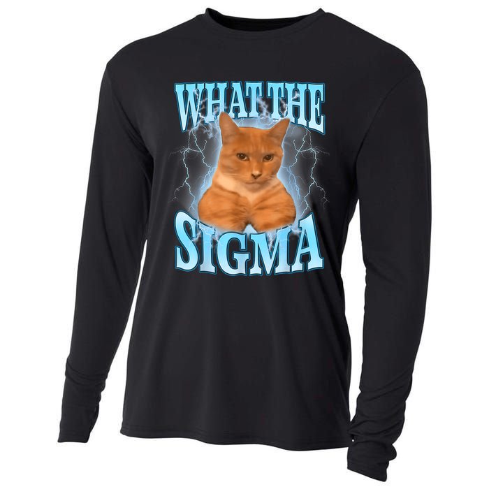 What The Sigma Meme Cat Erm What The Sigma Meme Cat Ironic Brainrot Cooling Performance Long Sleeve Crew