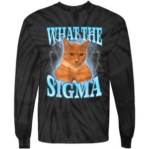 What The Sigma Meme Cat Erm What The Sigma Meme Cat Ironic Brainrot Tie-Dye Long Sleeve Shirt