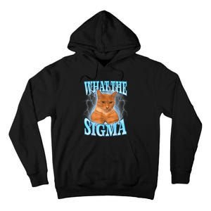 What The Sigma Meme Cat Erm What The Sigma Meme Cat Ironic Brainrot Tall Hoodie