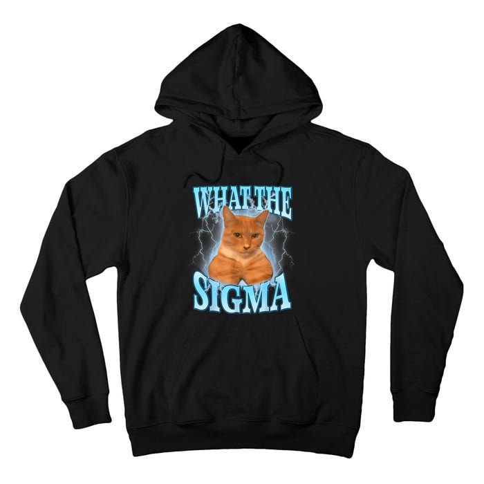 What The Sigma Meme Cat Erm What The Sigma Meme Cat Ironic Brainrot Tall Hoodie