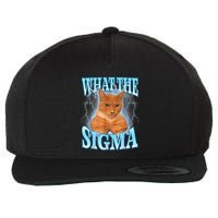 What The Sigma Meme Cat Erm What The Sigma Meme Cat Ironic Brainrot Wool Snapback Cap