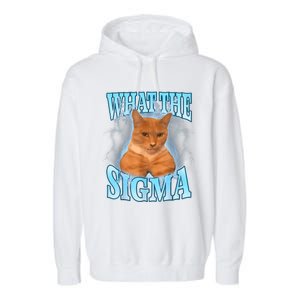 What The Sigma Meme Cat Erm What The Sigma Meme Cat Ironic Brainrot Garment-Dyed Fleece Hoodie