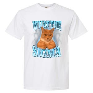 What The Sigma Meme Cat Erm What The Sigma Meme Cat Ironic Brainrot Garment-Dyed Heavyweight T-Shirt