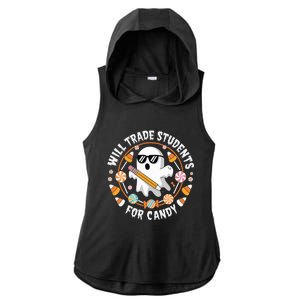 Will Trade Students For Candy Halloween Teacher Spooky Boo Gift Ladies PosiCharge Tri-Blend Wicking Draft Hoodie Tank