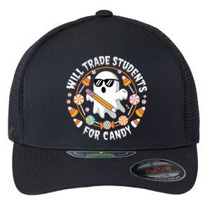 Will Trade Students For Candy Halloween Teacher Spooky Boo Gift Flexfit Unipanel Trucker Cap