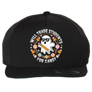 Will Trade Students For Candy Halloween Teacher Spooky Boo Gift Wool Snapback Cap