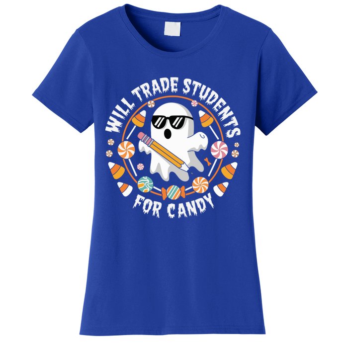 Will Trade Students For Candy Halloween Teacher Spooky Boo Gift Women's T-Shirt