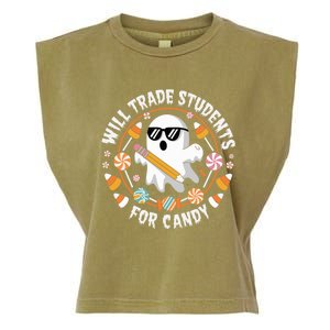 Will Trade Students For Candy Halloween Teacher Spooky Boo Gift Garment-Dyed Women's Muscle Tee