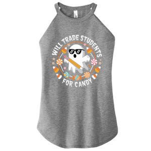 Will Trade Students For Candy Halloween Teacher Spooky Boo Gift Women's Perfect Tri Rocker Tank