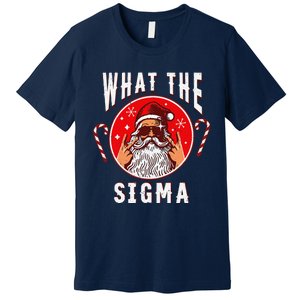 What The Sigma Santa Funny Christmas Meme Xmas Rizz Premium T-Shirt