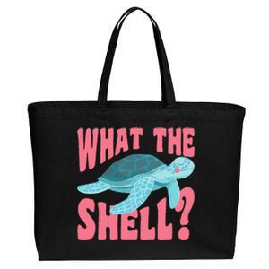 What The Shell Funny Turtle Cotton Canvas Jumbo Tote