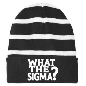 What The Sigma Funny Teens Meme Saying Quote Striped Beanie with Solid Band