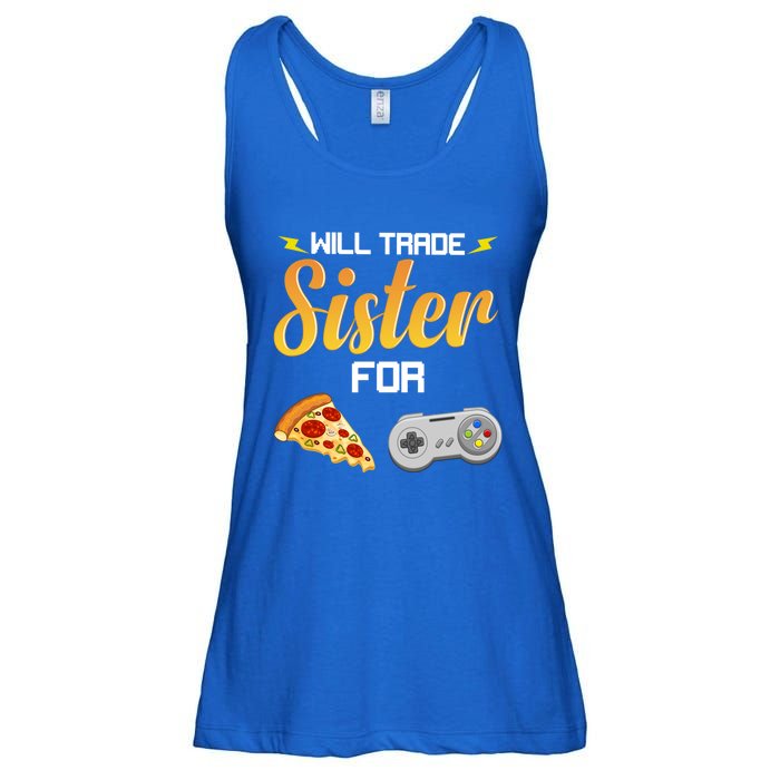 Will Trade Sister For Video Games And Pizza Brother Funny Gift Ladies Essential Flowy Tank