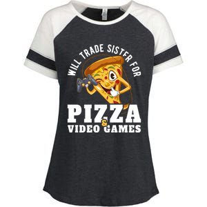 Will Trade Sister For Video Games And Pizza Gift Enza Ladies Jersey Colorblock Tee