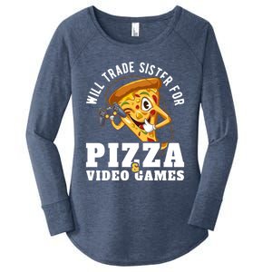 Will Trade Sister For Video Games And Pizza Gift Women's Perfect Tri Tunic Long Sleeve Shirt