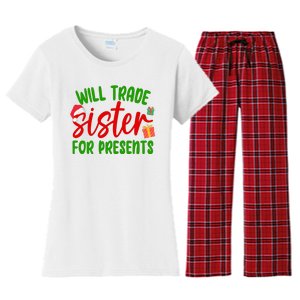 Will Trade Sister For Presents Funny Christmas Women's Flannel Pajama Set