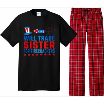 Will Trade Sister For Firecrackers Funny 4th Of July Pajama Set